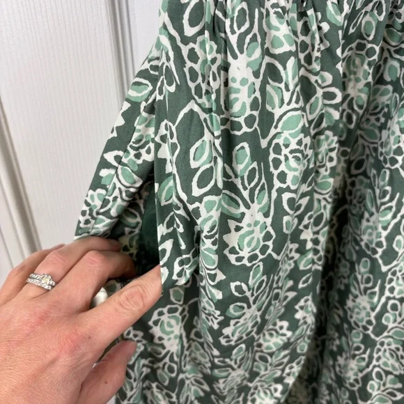 NWT J. Crew smocked waist poplin midi dress pale spinach eucalyptus sz 18 - Picture 7 of 10